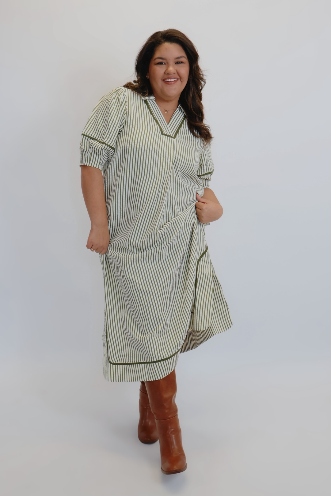 Robe midi rayée Olive Lane