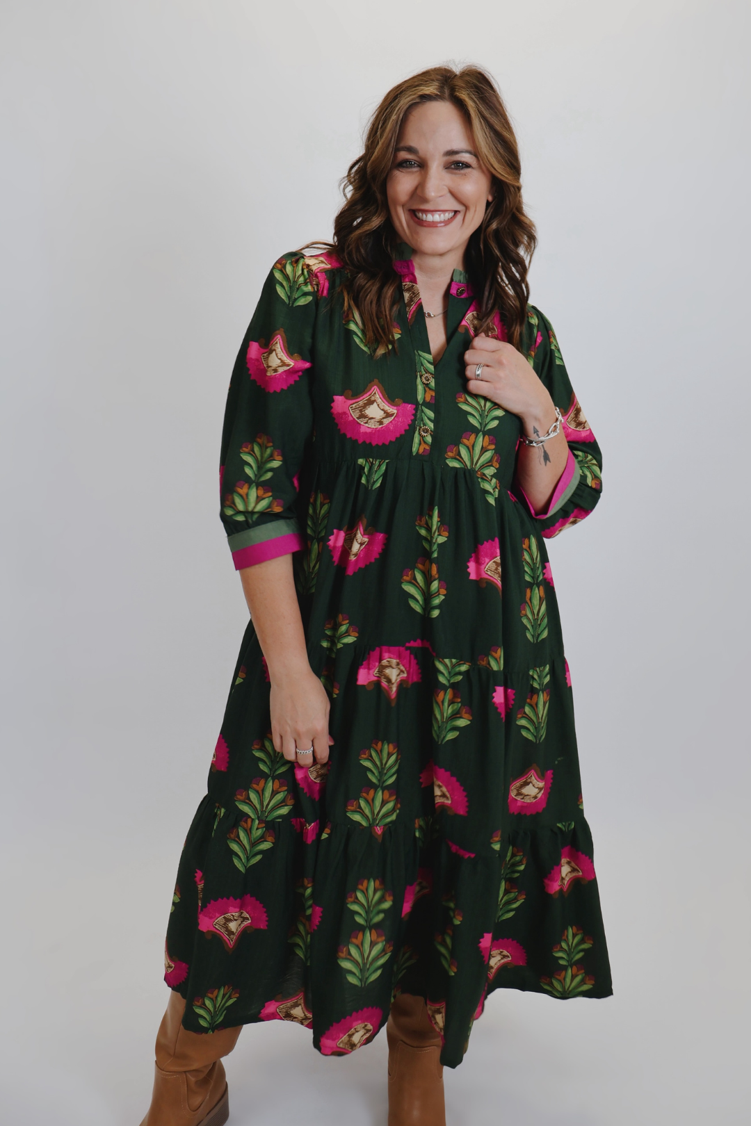 Robe midi à volants Wild Bloom