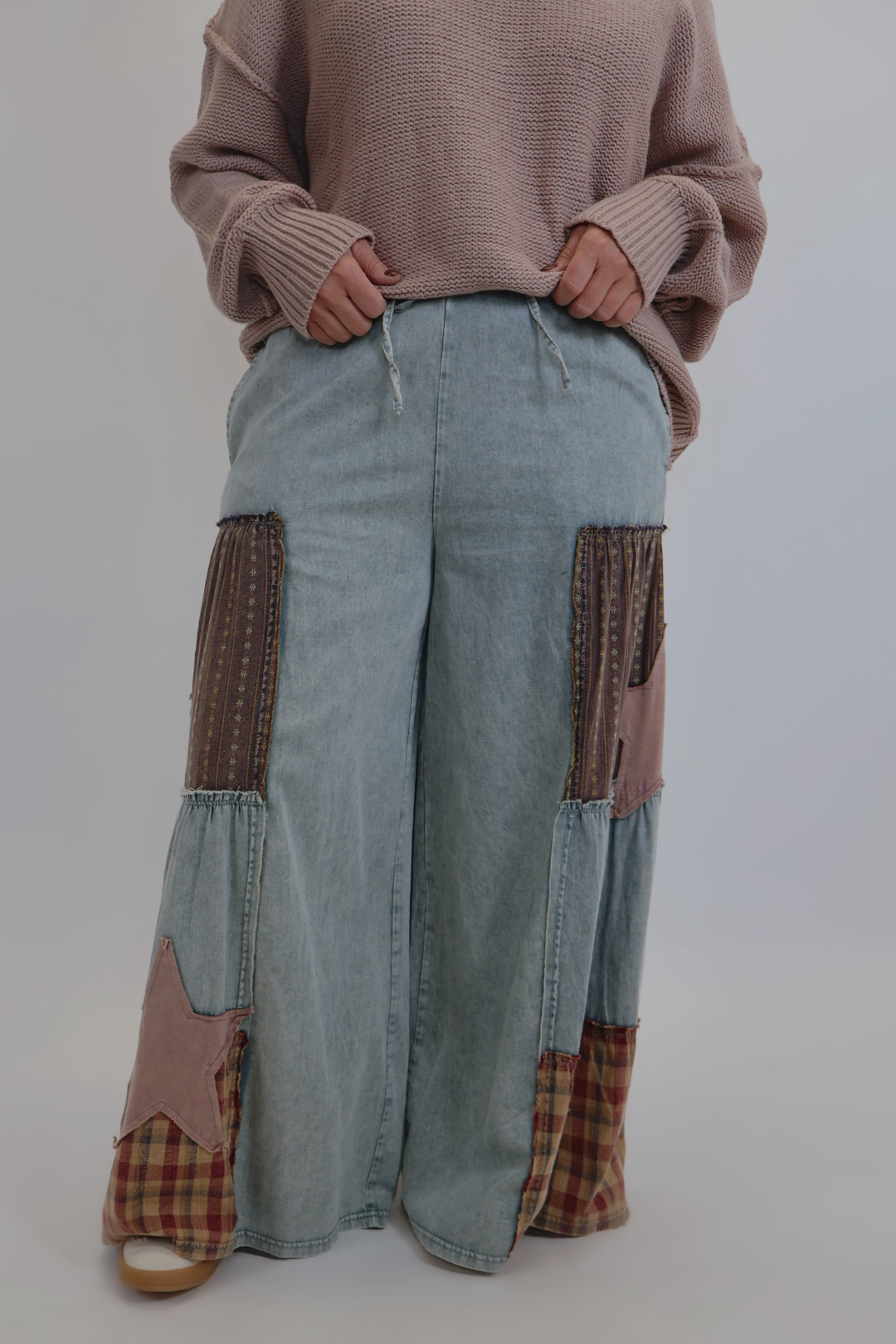 Pantalon en chambray patchwork Stardust