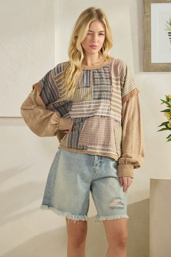 Pull patchwork rustique Harmony